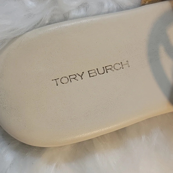 TORY BURCH Miller Logo Leccio/Pesca Soft Calf Leather Sandals Size 6 - Picture 5 of 8